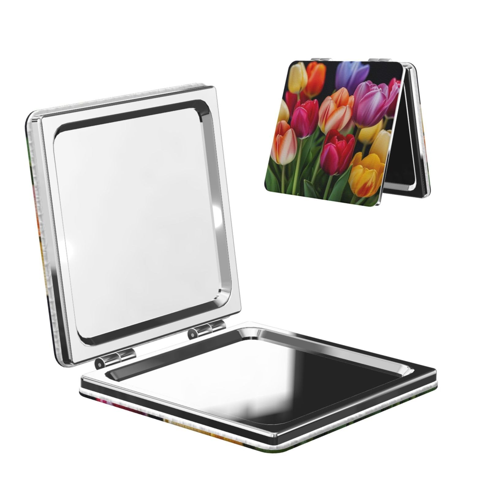 DWVTSLH Flower Compact Mirror for Purse, Double-Sided 2X/1X Magnifying Mirror for Women Men, Travel Makeup Mirror for Handbag, Handheld Vanity Mirror for Gift