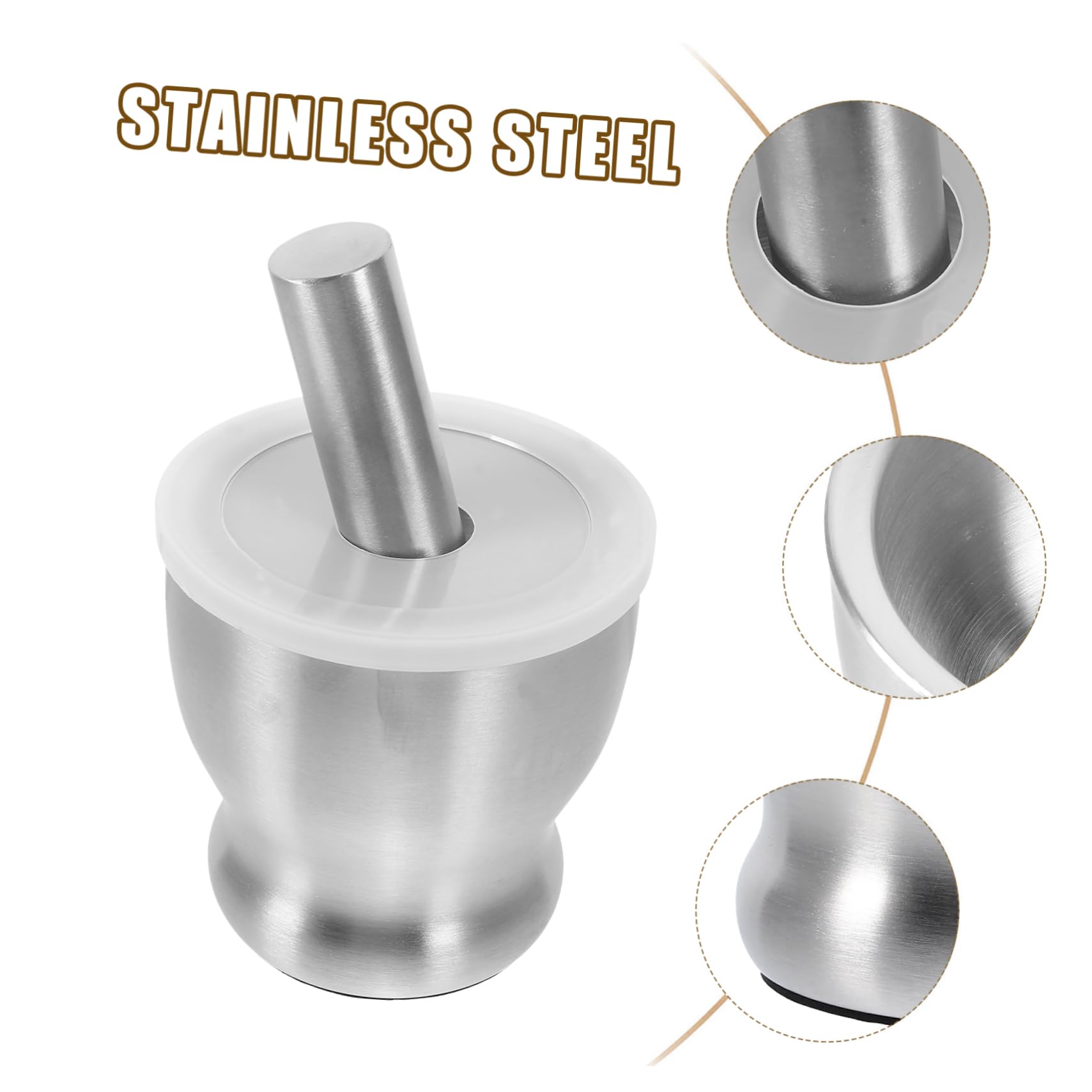 Edelstahl Knoblauchstampfer mit Deckel, Größe S, Silber