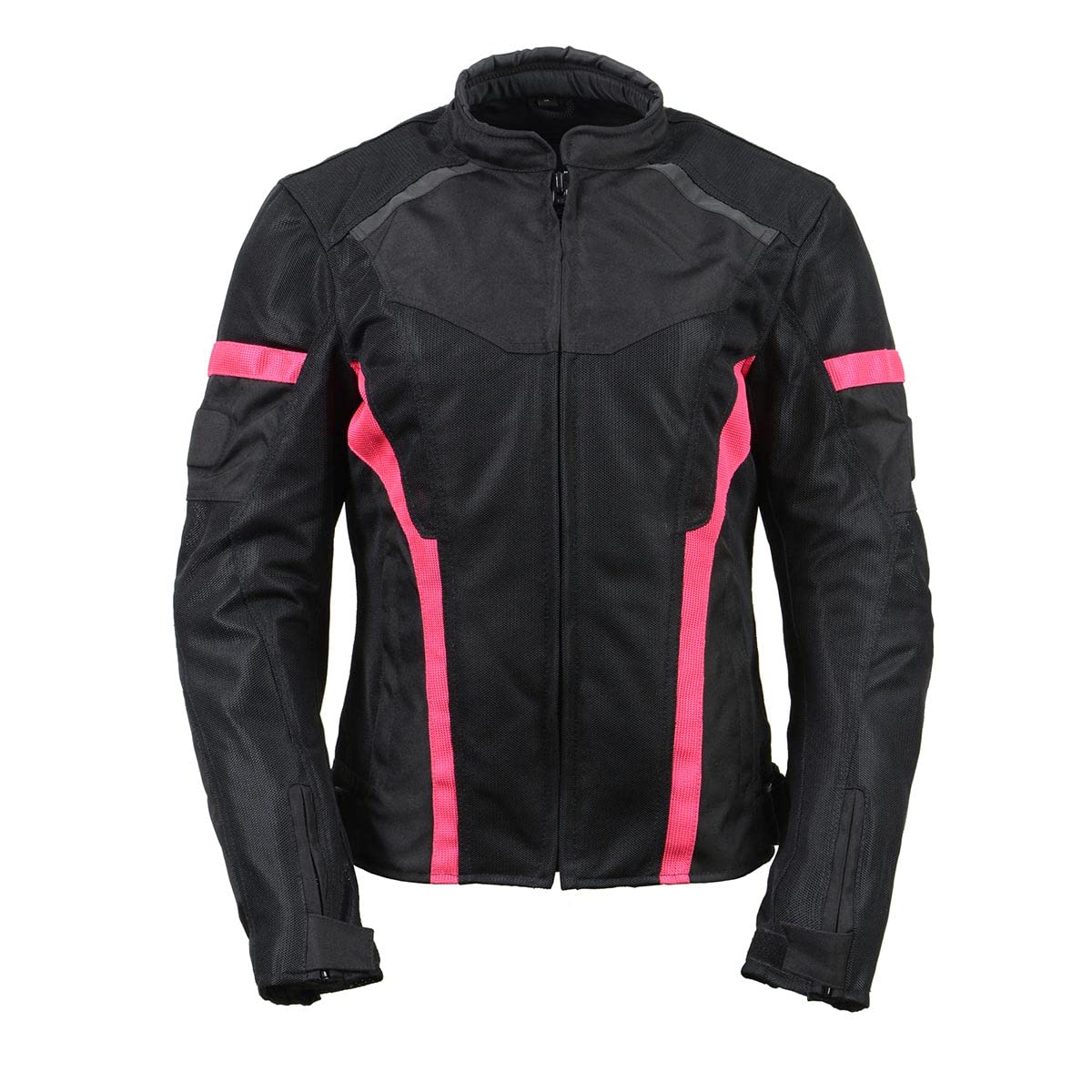 Milwaukee Leather MPL2794 Black and Pink Mesh Textile Armored Motorcycle Racer Jacket for Women - All Season Jackets — view 7
