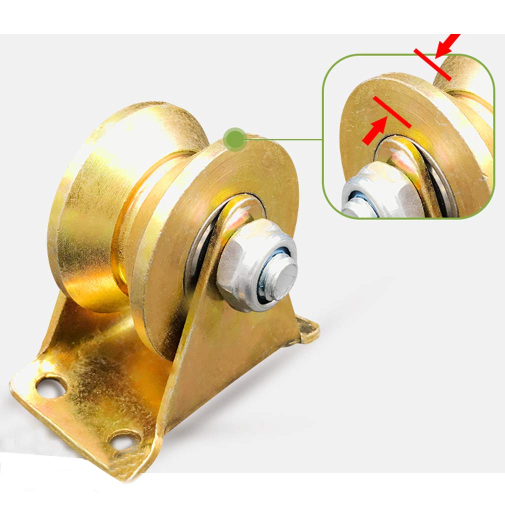 2 V-Nut-Lenkräder aus Stahl, robuste Hochleistungsräder, Richtungslaufrolle mit Scheibenlaufwerk, Doppellager, Gold, für Industriemaschinen, Schiebetüren, Rolltore, Drahtseilschienen