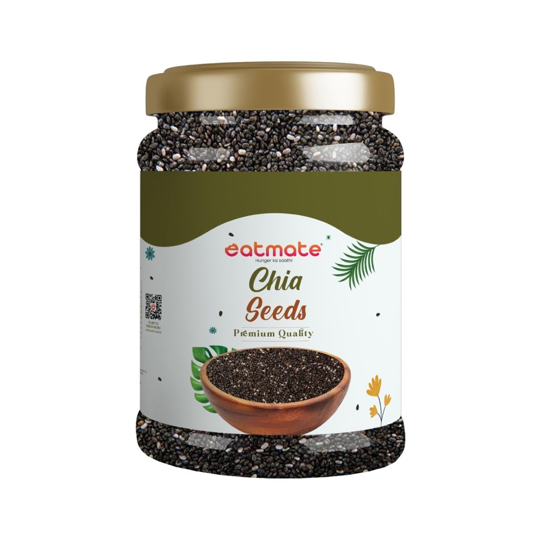 Eatmate Raw Chia Seeds 500g for Eating | Natural Superfood Rich in Fibre, Protein, Omega-3 & Calcium | Gluten-Free Plant-Based Seeds for Weight Support, Smoothies & Healthy Recipes