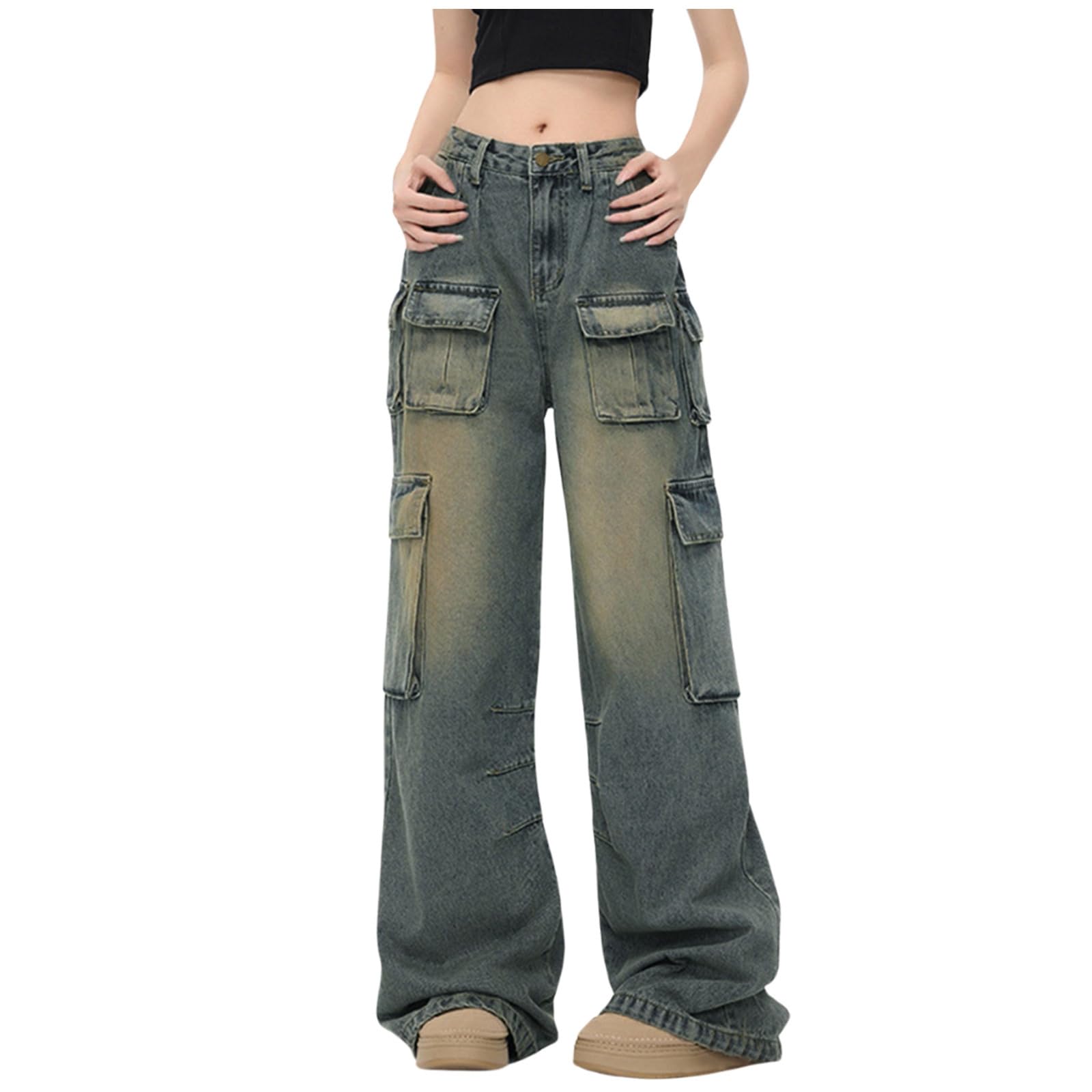 Vaqueros Mujer Ropa Tejanos Invierno Pantalón Elasticos Casual Vaquero Pantalones Baggy Ancho Rectos Tallas Grandes Ligero Pantalon Primavera
