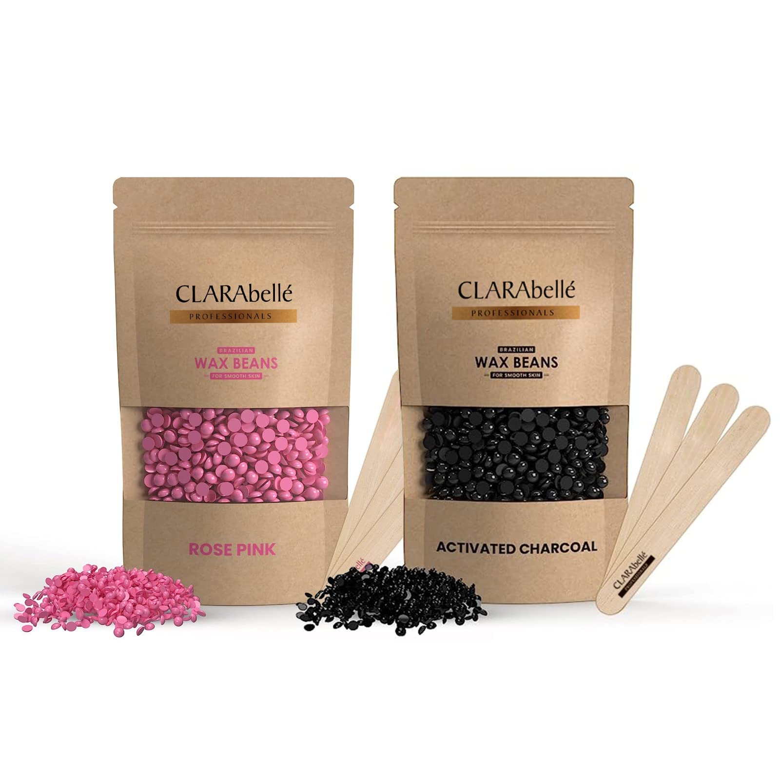 Clarabelle Professionals Hair Removal Brazilian Hard Wax Beans For Face, Eyebrow, Back, Chest, Bikini Areas, Legs, Arms and Beards (50 GM, Rose Pink + Activated Charcoal) (B0C6R5KZRL) Amazon Price History, Amazon Price Tracker