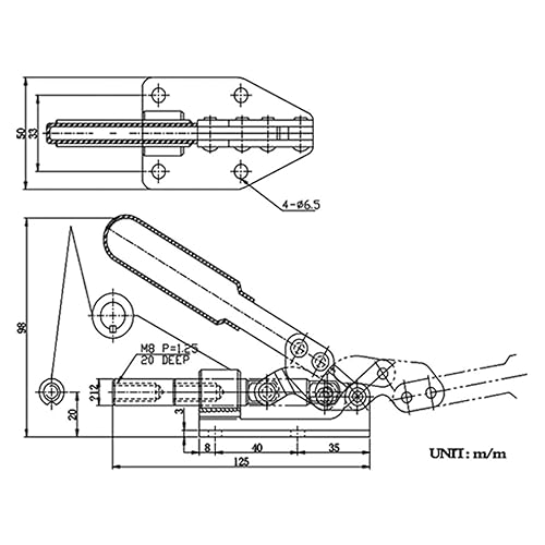 Miniatura 3 de HHIP 3900-0397 Abrazadera de palanca de base con brida de empuje y tracción con capacidad de sujeción de 400 lb