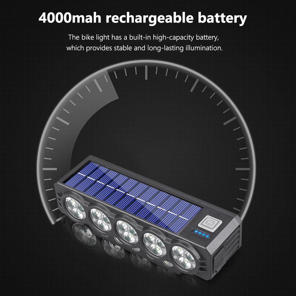 Illuminazione Bici Anteriore 20 LED Solare USB Ricaricabile Impermeabile Alta Luminosità Per Ciclisti Notturni
