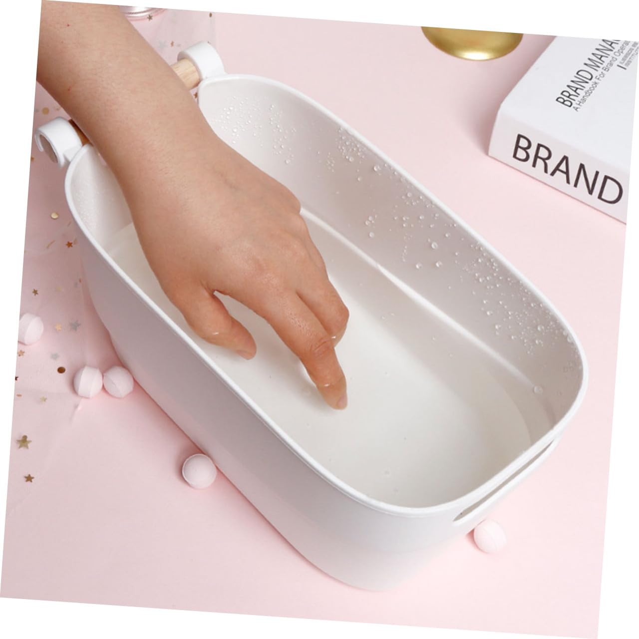 Beavorty Ciotola Per Ammollo Unghie Per Manicure Artistica Bianca in Plastica Semplice Per Nail Art Professionale e Cura Mani a Casa o Salone Di Bellezza