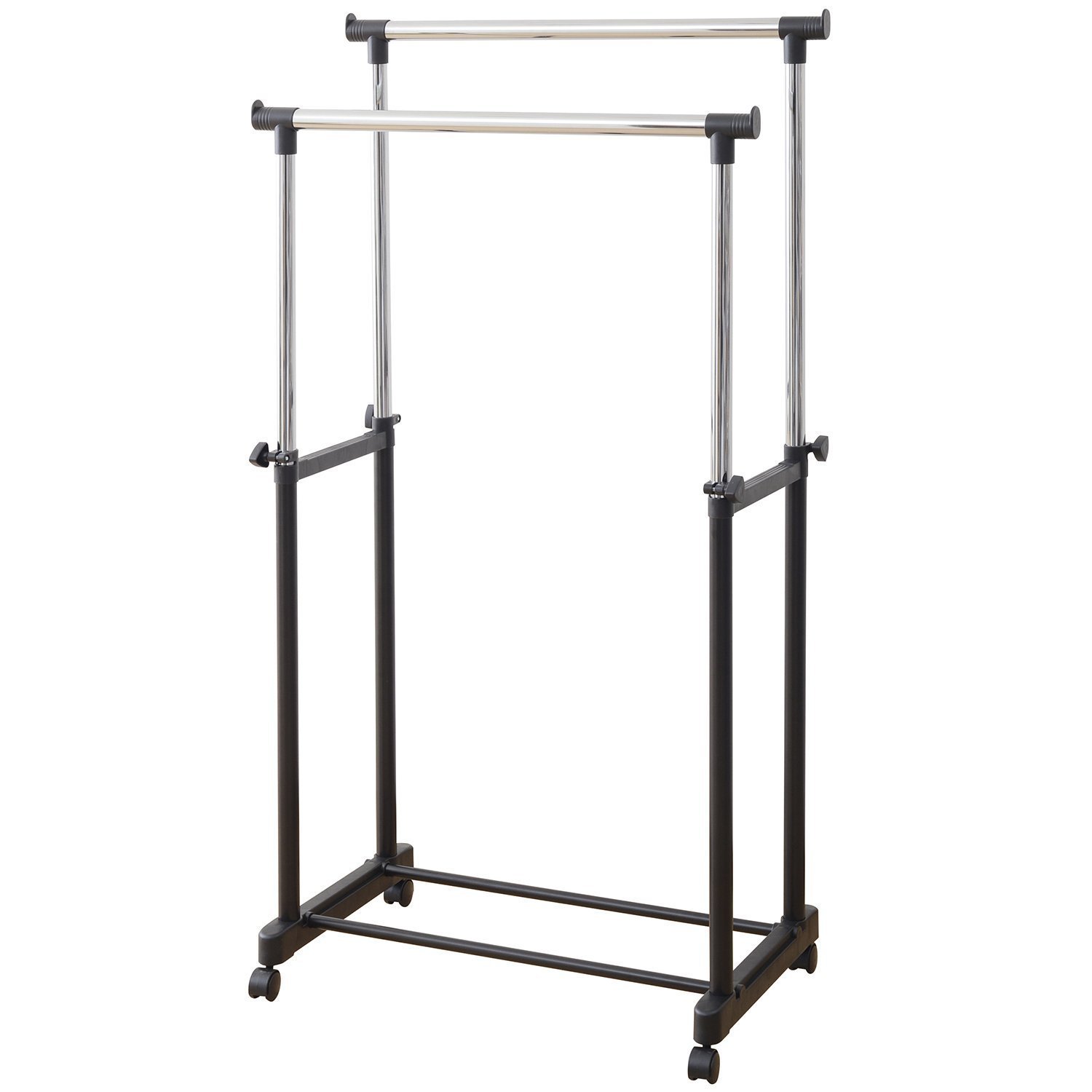 Yamazen Height Expandable Pipe Hanger Rack, Double Load Capacity: 33.1 lbs (15 kg), Hanger Inner Dimensions: 29.5-54.4 inches (75-138 cm), Black MKS-W(BK)(S)