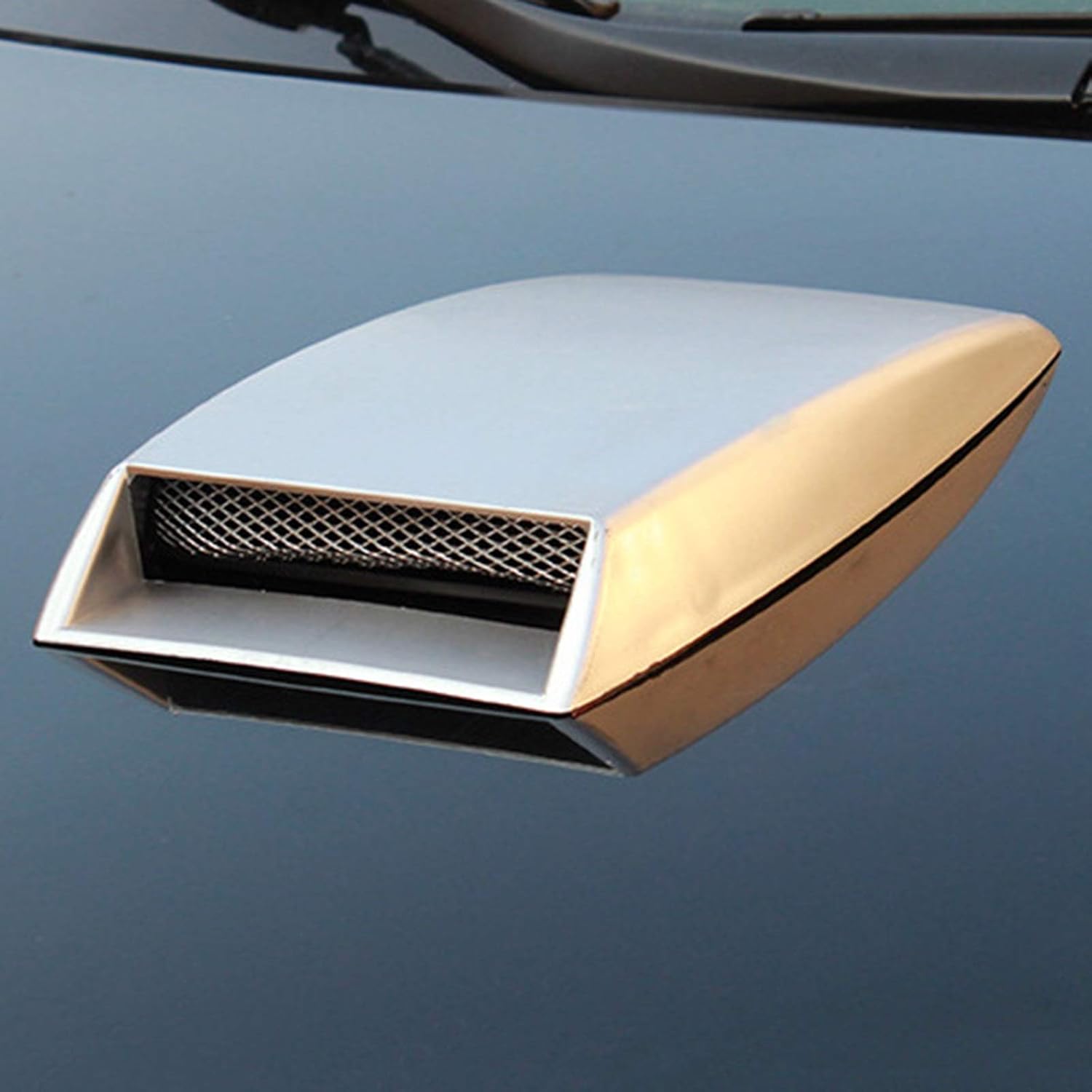 Hood Scoops Car Hood Decorative Vent, ABS Car General Hood Air Intake Exhaust Hood Decorative Material, Easy to Install (Color : Silver)
