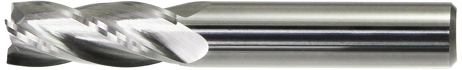 Drillco 7300 Series Solid Carbide Regular Length Finishing Center Cutting End Mill, Uncoated (Bright) Finish, 4 Flute, 30 Degrees Helix, Square Nose End, 1" Cutting Length, 3/8" Cutting Diameter, 2-1/2" Length, 3/8" Shank Diameter