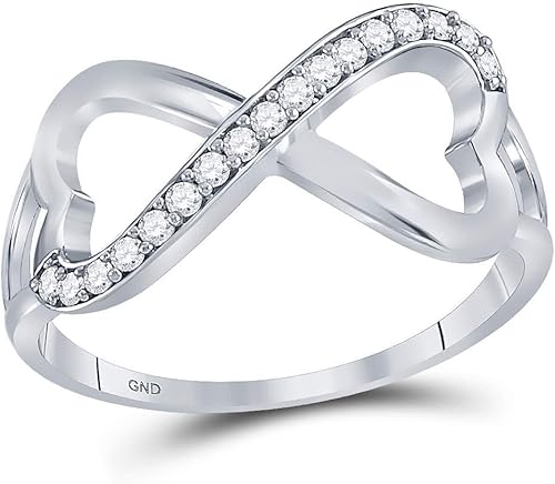Miniatura 2 de Anillo de plata de ley con diamantes blancos con corazón de tejido infinito para mujer 16 Cttw