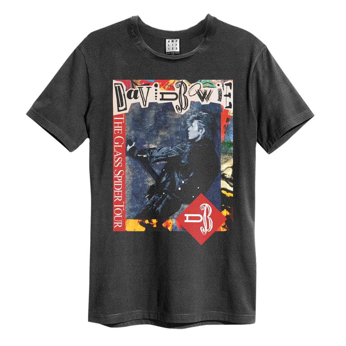 Amplified Glass Spider Tour David Bowie T-Shirt Charcoal XL Cotton Graphic Print