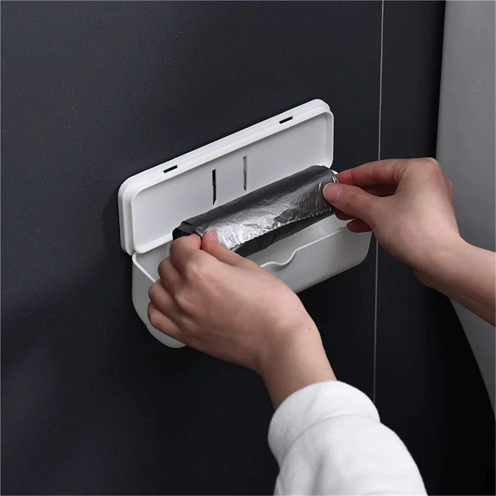 Dispensador De Bolsas De Basura Caja de almacenamiento de bolsas de basura, dispensador de bolsas de basura for cocina, baño, soporte for bolsas de comestibles montado en la pared, contenedor de bolsa