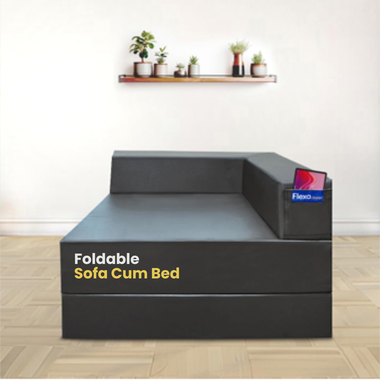 Foldable Vegan Leather Sofa Cum Bed for Outdoor/Indoor | Single Seater Sofa for Corner Placement | Portable & Space-Saving Design | GREYColour-image-23