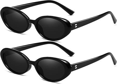 AIEYEZO Lentes de sol ovalados retro para mujer, a la moda, con marco ovalado, lentes de sol de los años 90, estilo vintage