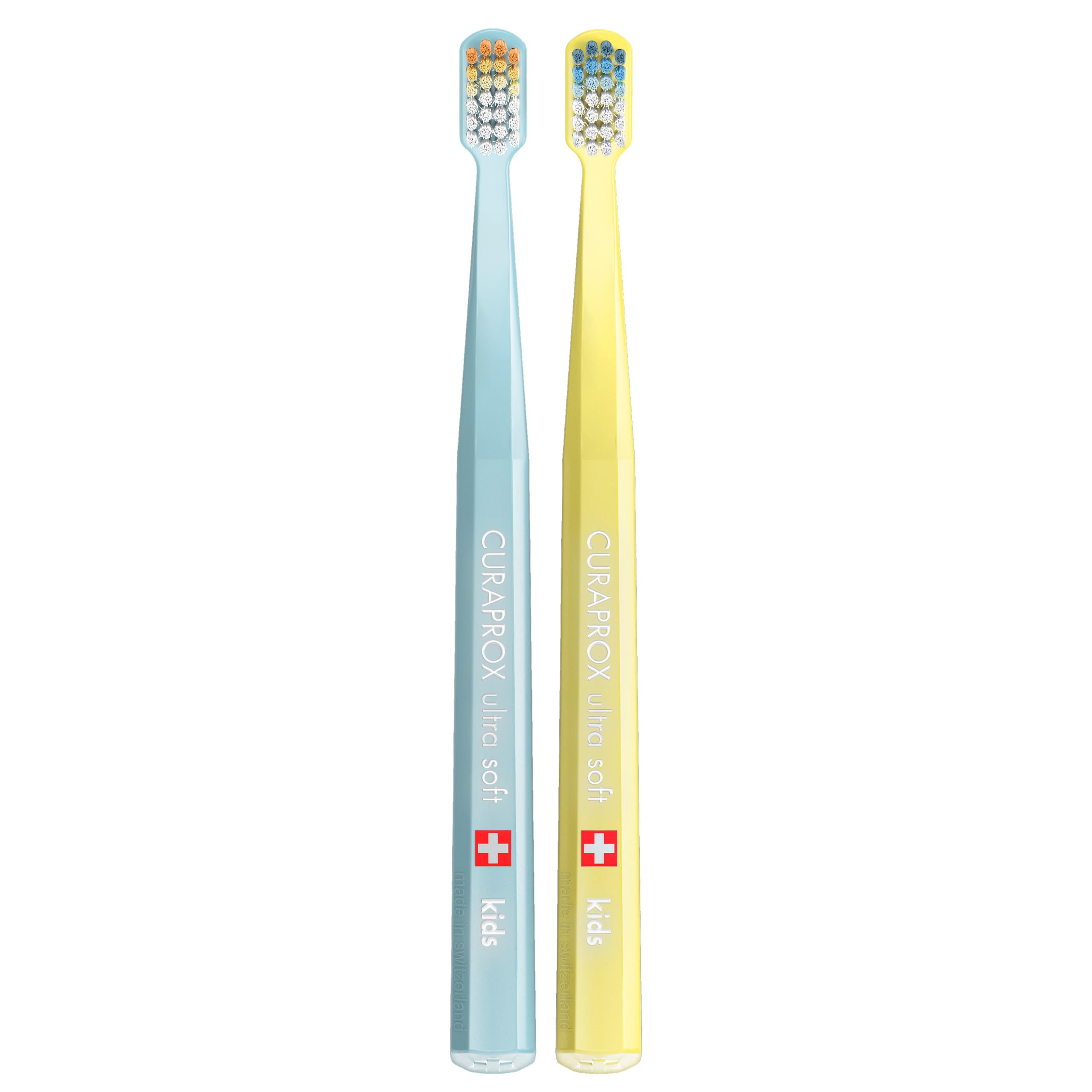 Curaprox Kids 32 Teeth Edition Duo, Hellblau/Gelb, Swiss Made