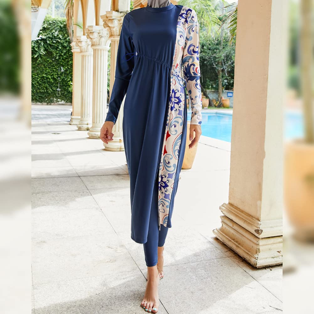 Odizli Camiseta de natación floral de manga larga para mujer con protección UV + pantalones de natación + hiyab burkini musulmán islámico