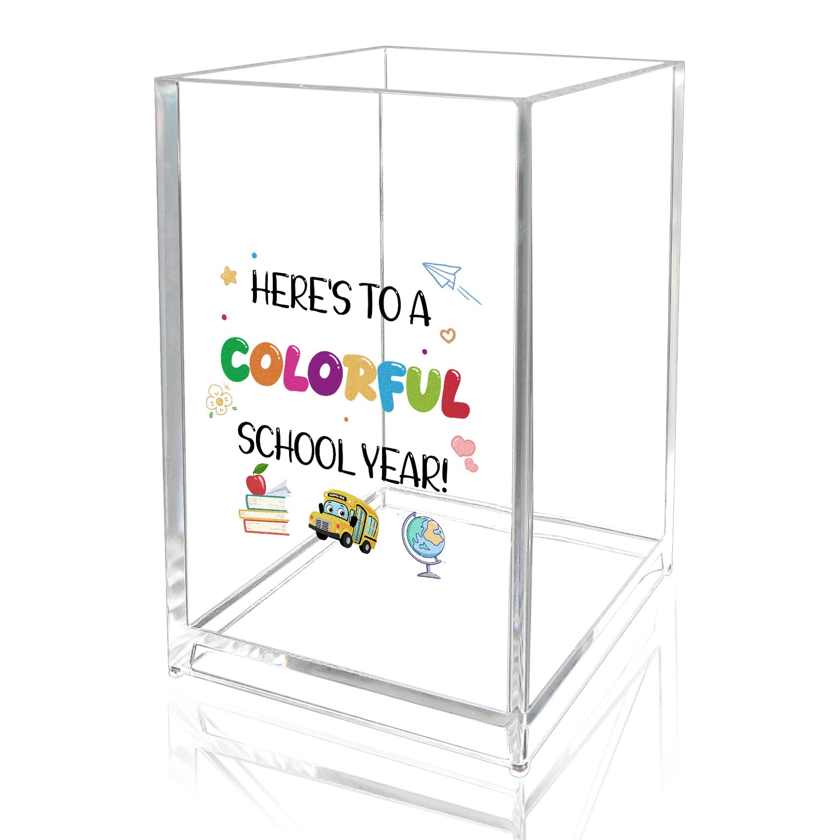 Pot à crayons en acrylique pour la rentrée scolaire, cadeau pour étudiants, enseignants, fille, fils, petits-enfants, cadeau de premier jour d'école pour adolescents, filles, garçons