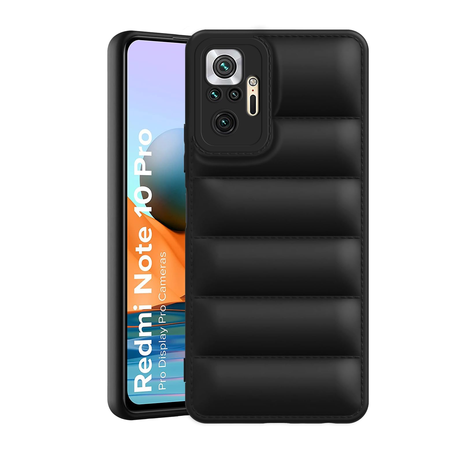 Amazon Brand - Solimo Rubber Puffer Case Camera Protection Soft Back Cover for Redmi Note 10 Pro|Redmi Note 10 Pro Max-Black (B0CQT4PTQJ) Amazon Price History, Amazon Price Tracker