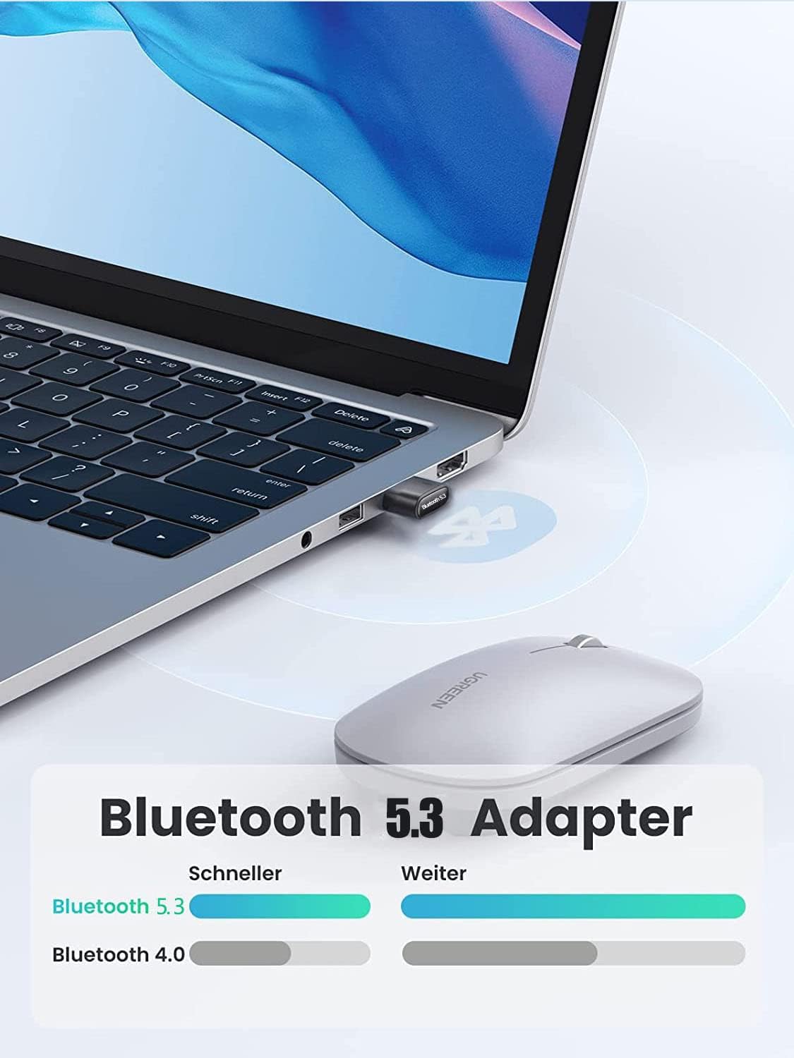 Adattatore Bluetooth 5.3 USB | Per PC Windows | Collega Cuffie, Mouse, Tastiere | Plug And Play - Foto 9