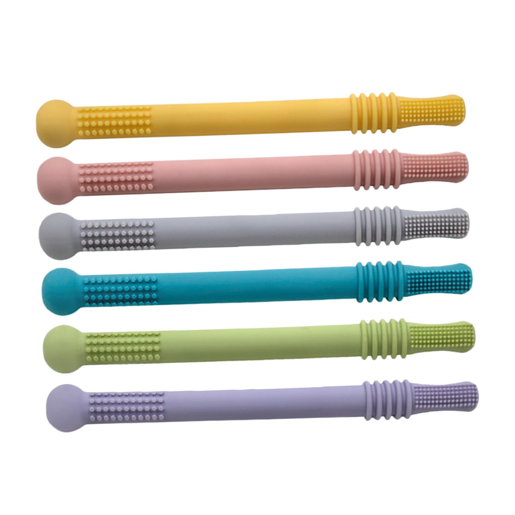 Milisten Tubo da Dentizione per Ragazzo Ragazza 6 Pezzi in Silicone | Cannucce da Dentizione Cave, per Regalo Shower o Compleanno, Supporto per Movimenti Mandibolari