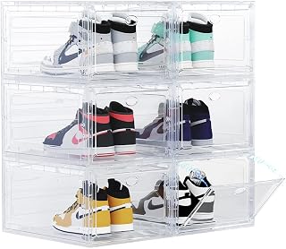 US 15 XXL 6 Pack Shoe Storage Box, Shoe Boxes Clear Plastic Stackable, Shoe Container for Organizing Sneaker and Basketball Shoes (XL CLEAR 6 PACK)