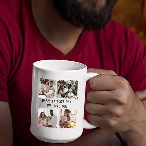 Miniatura 6 de Taza de café de cerámica personalizada para papá, taza de té blanca para feliz cumpleaños, taza de café para papá, taza de viaje con textofoto