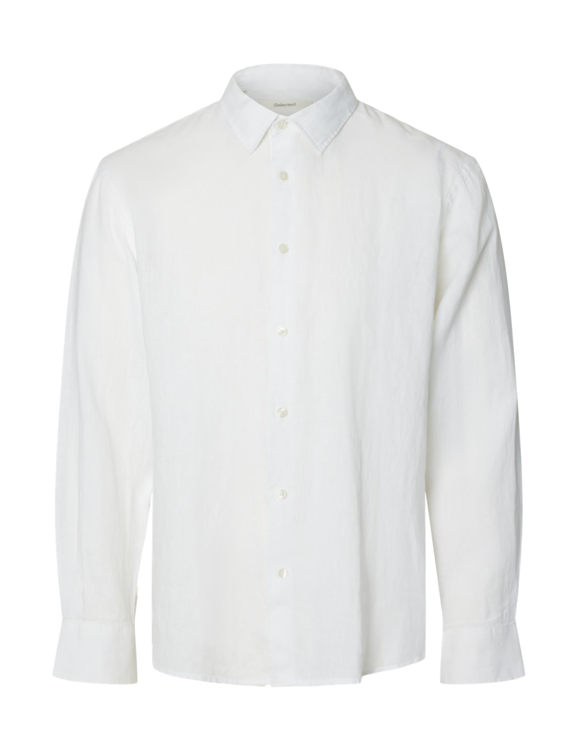 SELECTED HOMME Men's Slhregkylian-Linen Shirt LS Classic Noos Long Sleeve Shirt, White, S