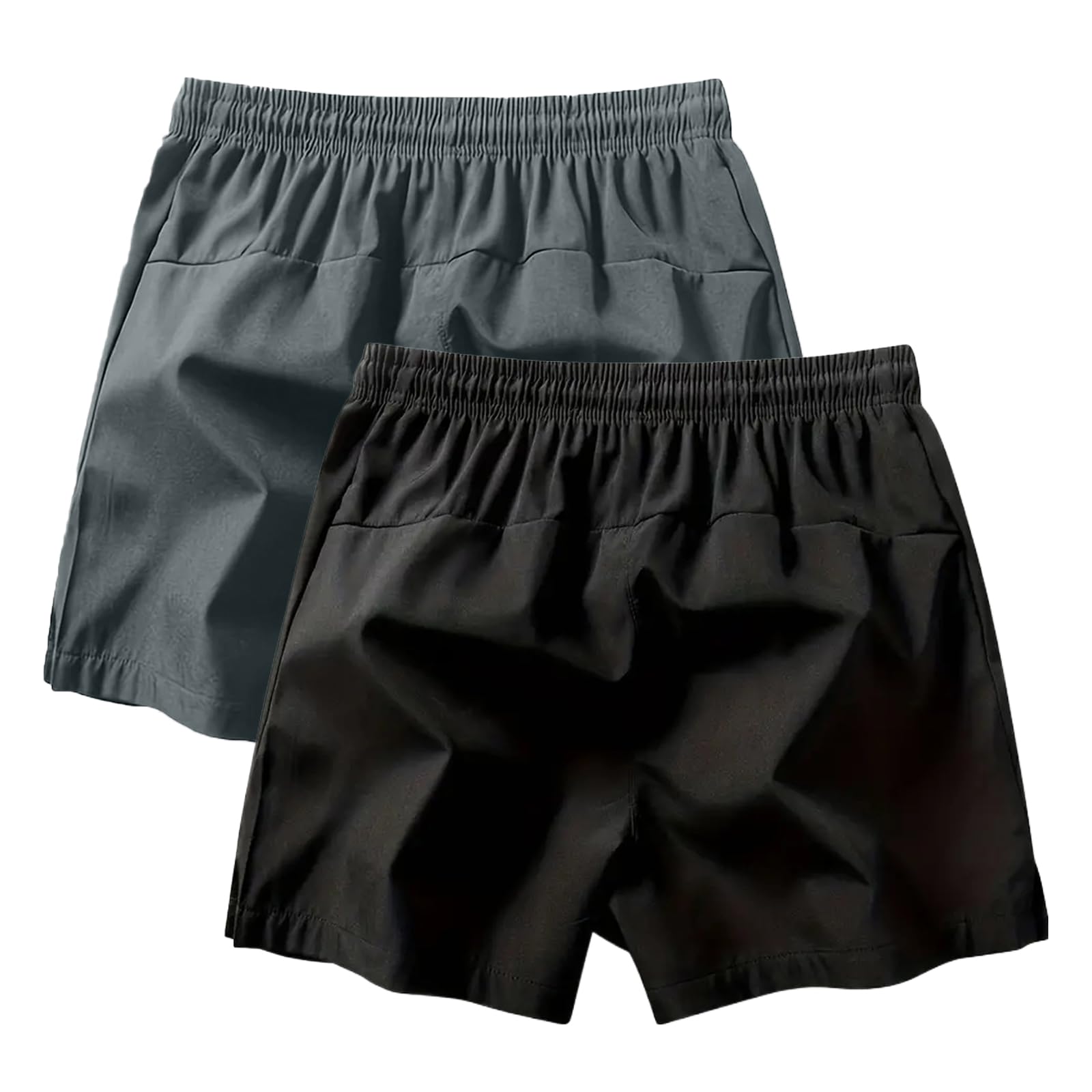 Ybwhjwx Men's Running Shorts 2 Pack Quick Dry Athletic Workout Gym ShortsMen Lightweight Beach Shorts with Pockets (US, Alpha, Medium, Regular, Short, Black/Gray)