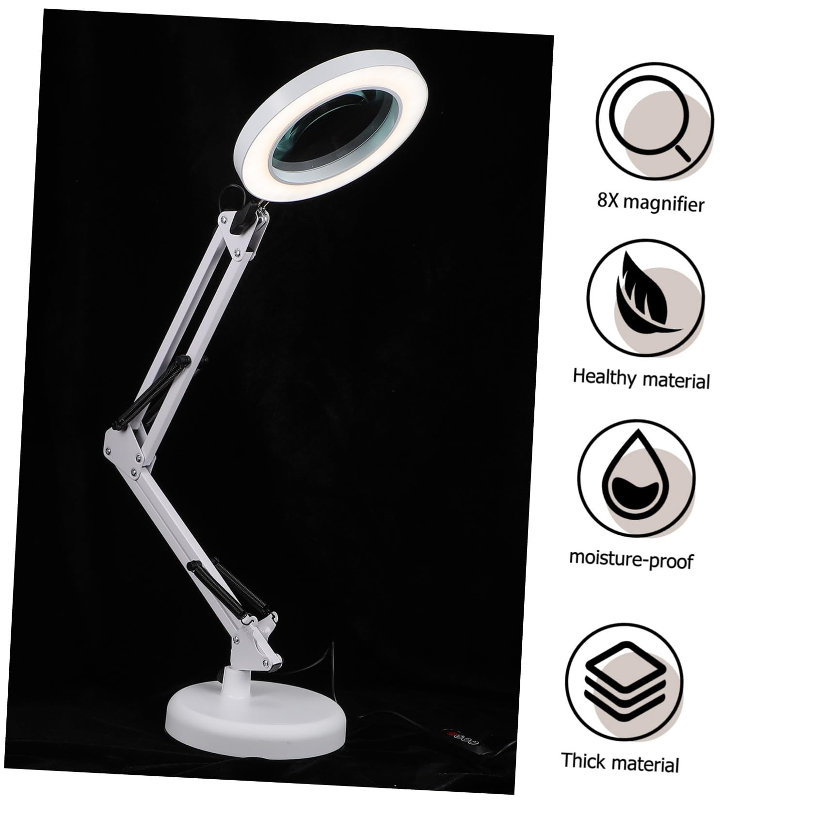 Toddmomy Lampada Lente di Ingrandimento LED 5x Braccio Regolabile a Molla e Illuminazione Multiangolo per Manicure, Trucco e Ricamo Morsetto da Scrivania e Alimentazione USB
