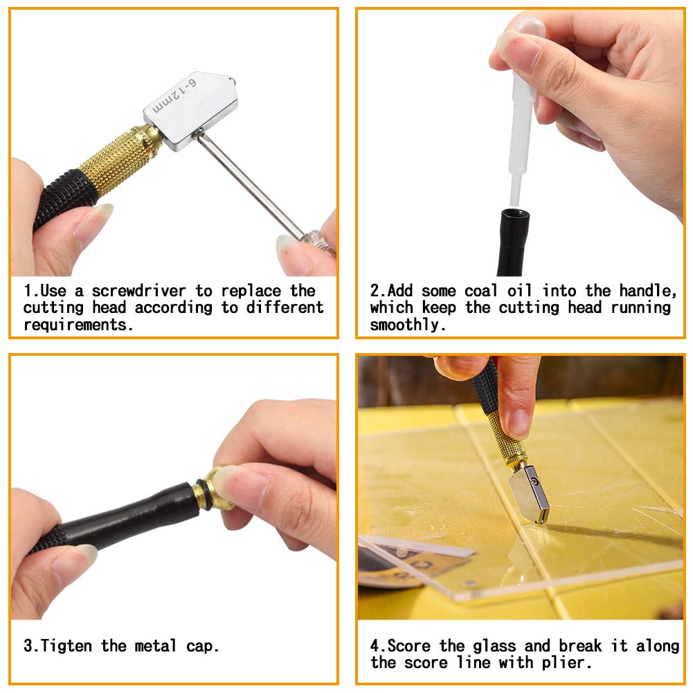 Glass Cutter Tool Set 2mm-20mm Pencil Style Oil Feed Carbide Tip With 2 - View #4