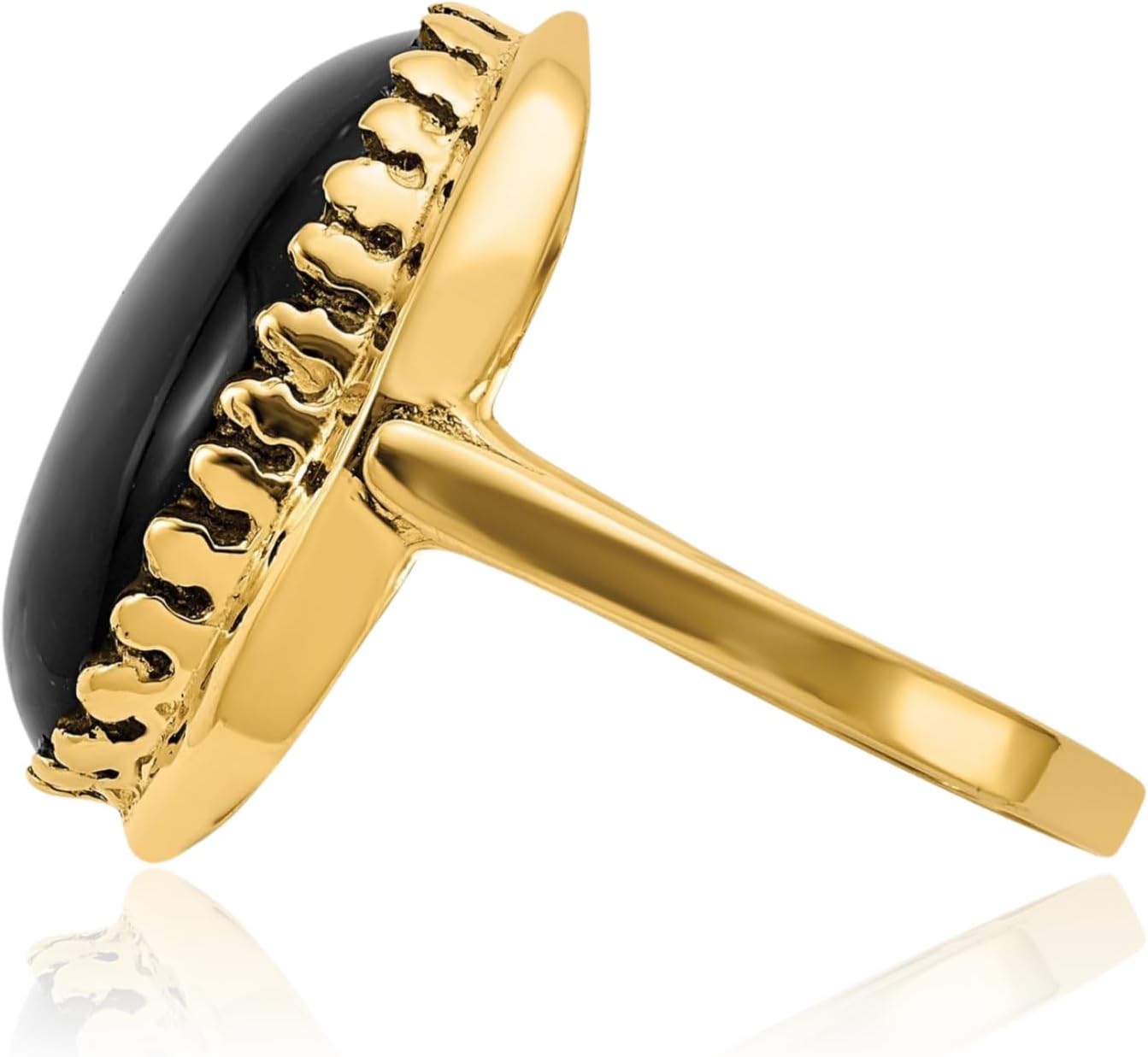 IceCarats 14K Solid Yellow Gold 10 carat Black Onyx Cocktail Statement Solitaire Ring 2mm Slim Band Prong Set