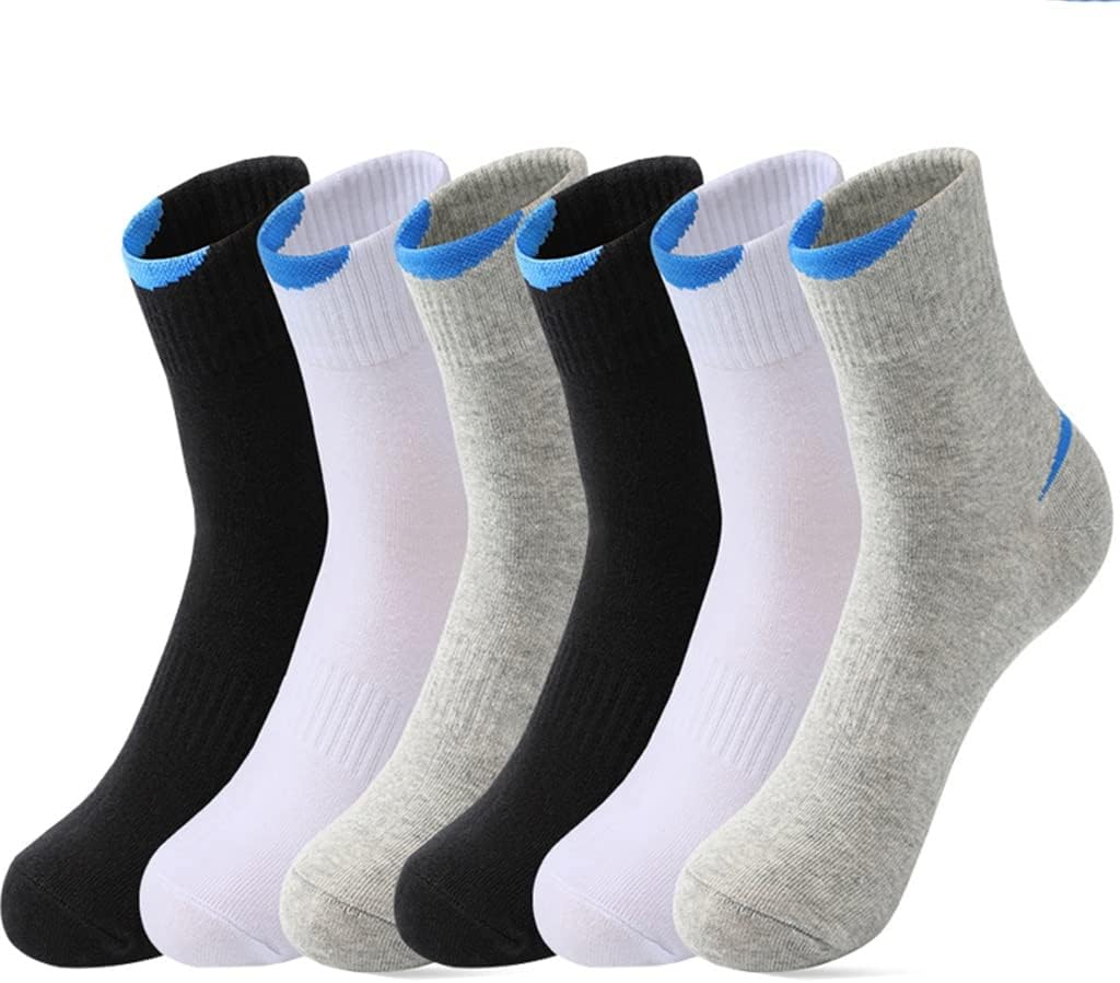 6 Pairs/Lot Combed Cotton Men's Socks Black White Casual Breathable Solid color Sport Socks EUR 38-45