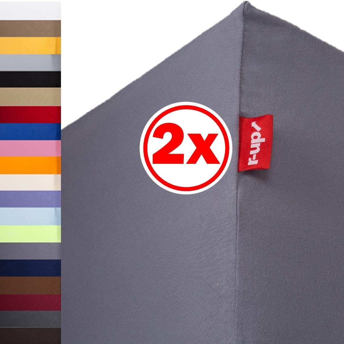 r-up Beste Hoeslaken dubbel pak 200x220-220x240 tot 35cm hoogte vele kleuren 95% Katoen / 5% Elastaan 230g/m² (zilvergrijs