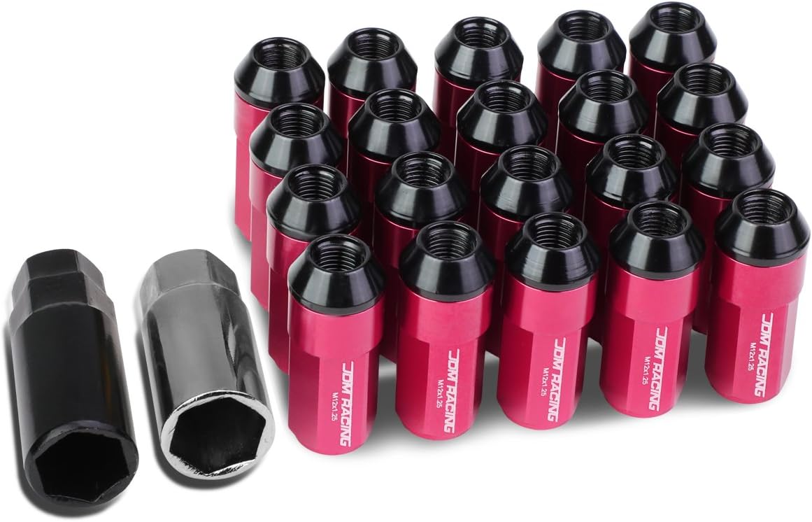 DNA Motoring LN-ZTL-9027-125-OR 20Pcs M12 x 1.25 Open/Closed End Style 23mm OD/53mm Height Wheel Lug Nuts w/Deep Drive Extension, Orange