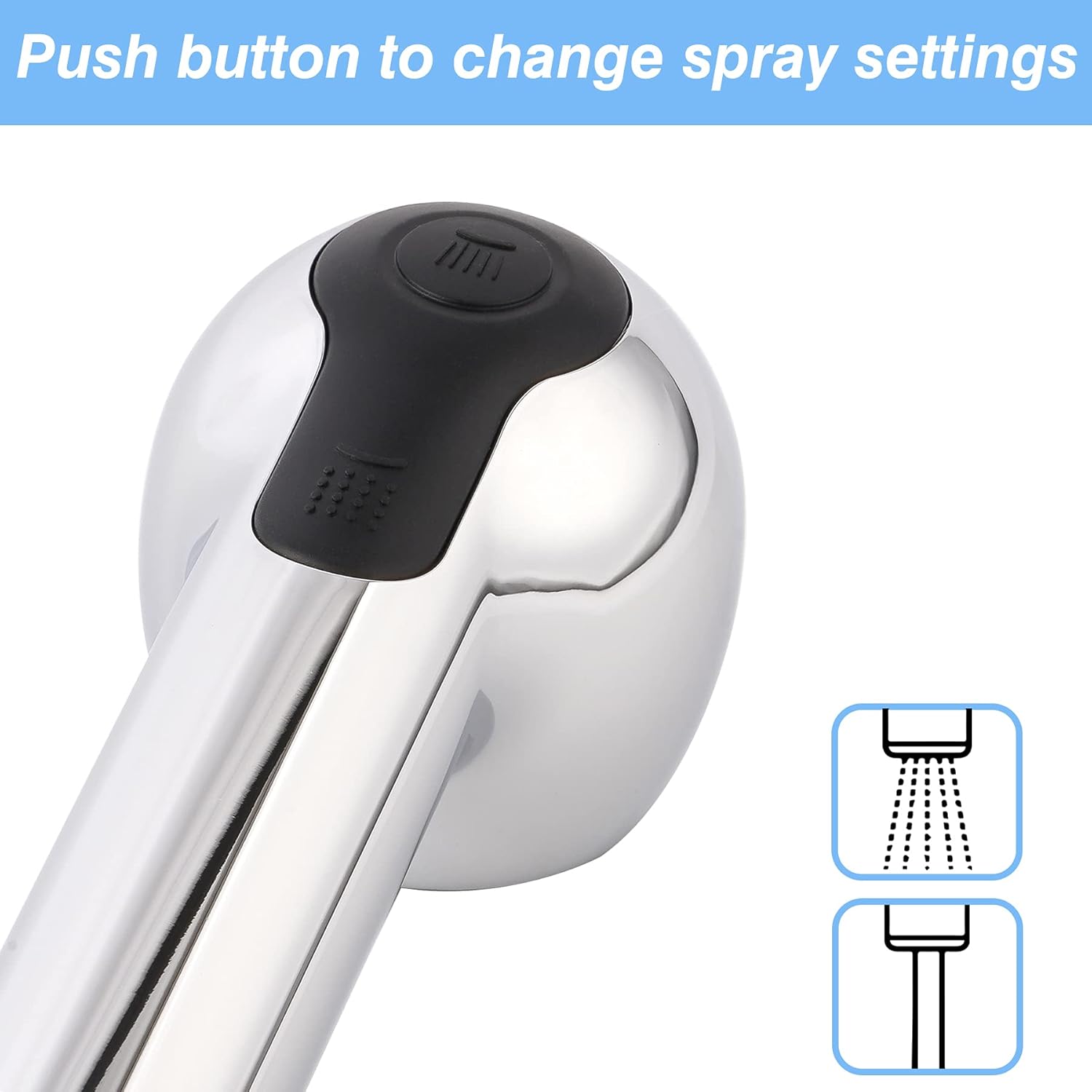 Hibbent Pull Out Sink Sprayer Head Replacement, 2 Function Kitchen Sink Faucet Head, G1/2 or 13/16 Inch Thread Faucet Head Kitchen Tap Sprayer Spout, Chrome