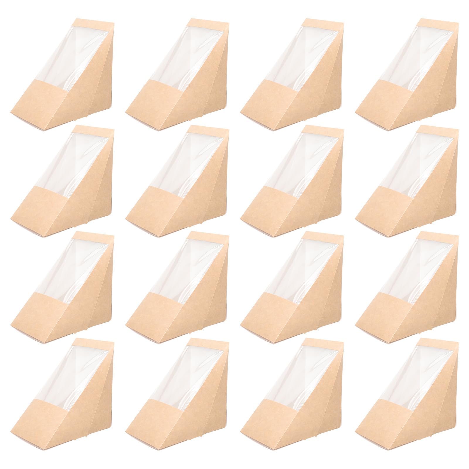 100 Piezas Caja de Sándwich Triangular Ventana Transparente