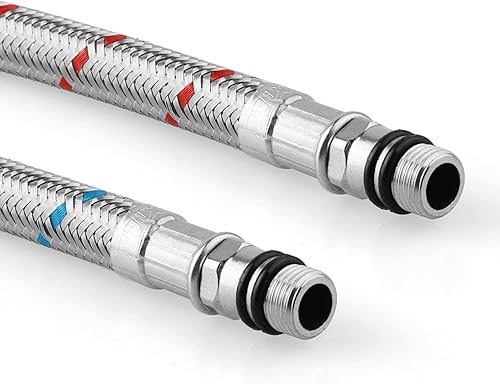 Miniatura 7 de Launceter Líneas de suministro de grifo de 24 pulgadas de largo, conector de grifo de manguera de suministro de acero inoxidable trenzado, rosca de