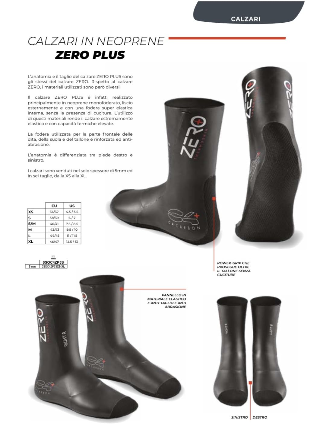 C4 ZERO PLUS Neopren-Socken 5 mm zum Tauchen Apnoe Angeln Unterwasser