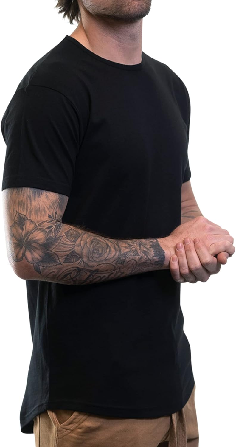 ShirtBANC Hipster Hip Hop Elong Drop Cut Mens Shirt Dance Dropcut Tshirt Small Athletic Heather | Black | White