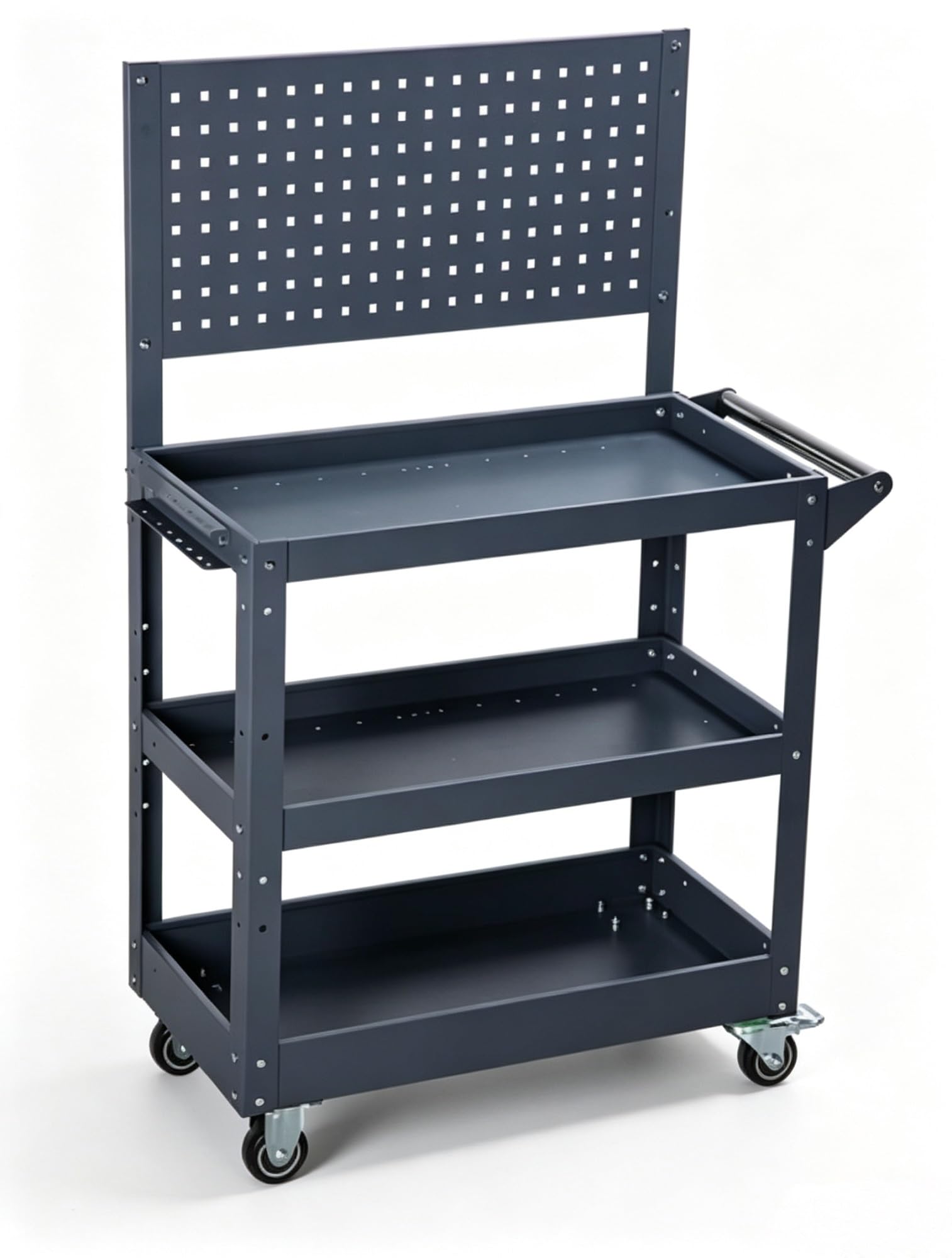 Adjustable Metal Rolling Tool Cart, Heavy Duty Workshop Garage Storage Trolley, Mobile Mechanic Service Organizer