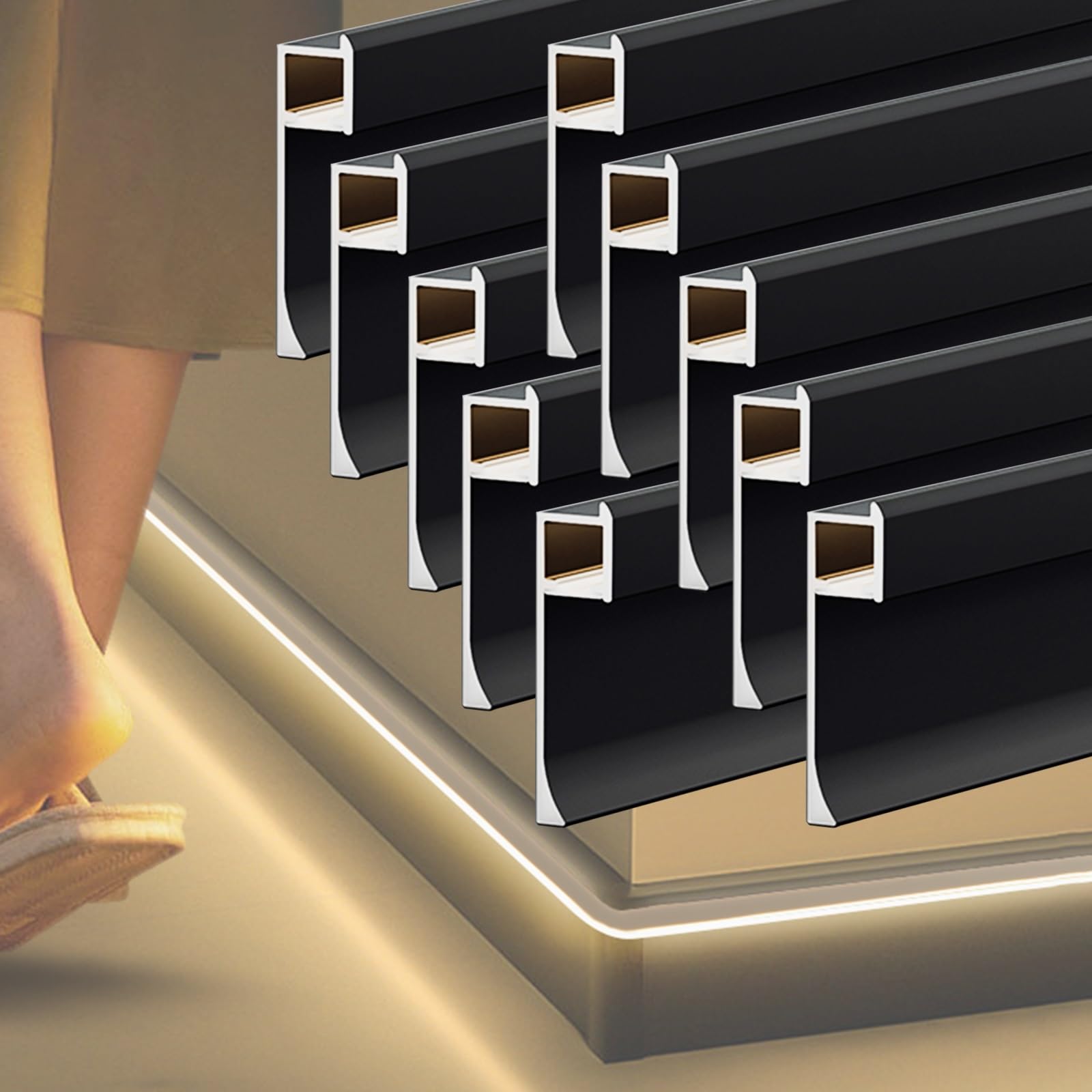 Canale di stampaggio a corona a LED, illuminazione indiretta in alluminio per corridoi, arredamento moderno per la casa, facile installazione, soluzione per battiscopa per interni eleganti