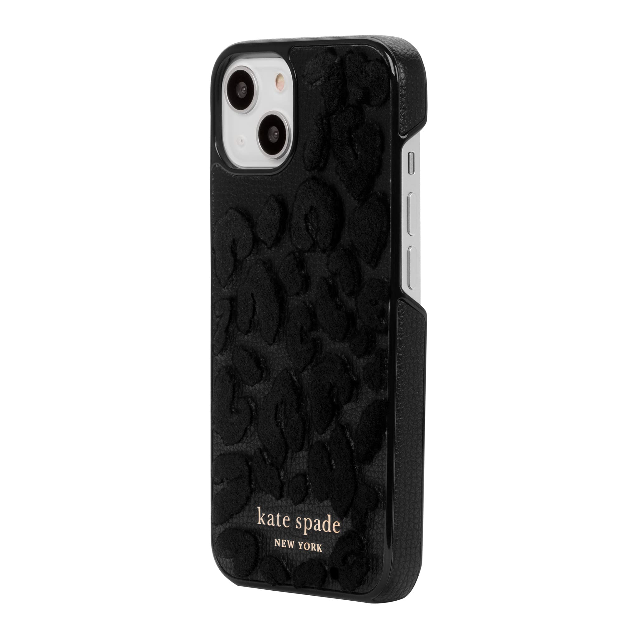 kate spade NEW YORK - 新作★ケイトスペード iPhone13 黒レザー サフィアーノ レザー スペード リング スタンド アイフォン 13