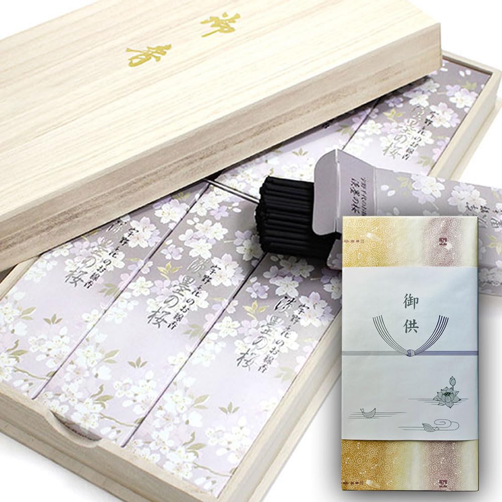 Uno Chiyo Incense Thin Ink Sakura 6 Piece Set Paulownia Box Nippon Kodo