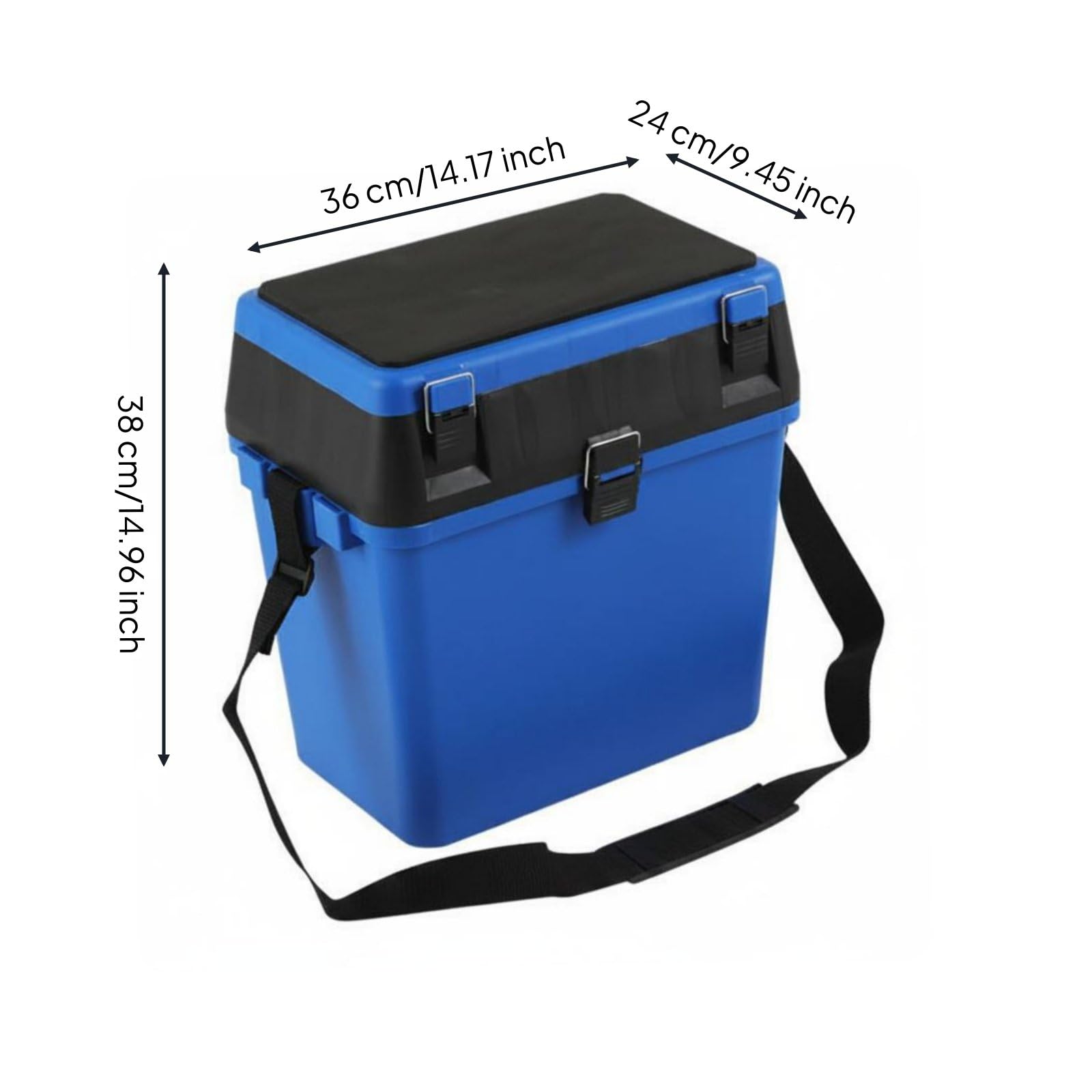 perfeclan Contenedor de Almacenamiento de Pesca Caja Organizadora Cubo Maletín Tapa Reforzada Como Asiento Correa de Hombro Adecuado para Pesca Deportiva Ribera, Azul