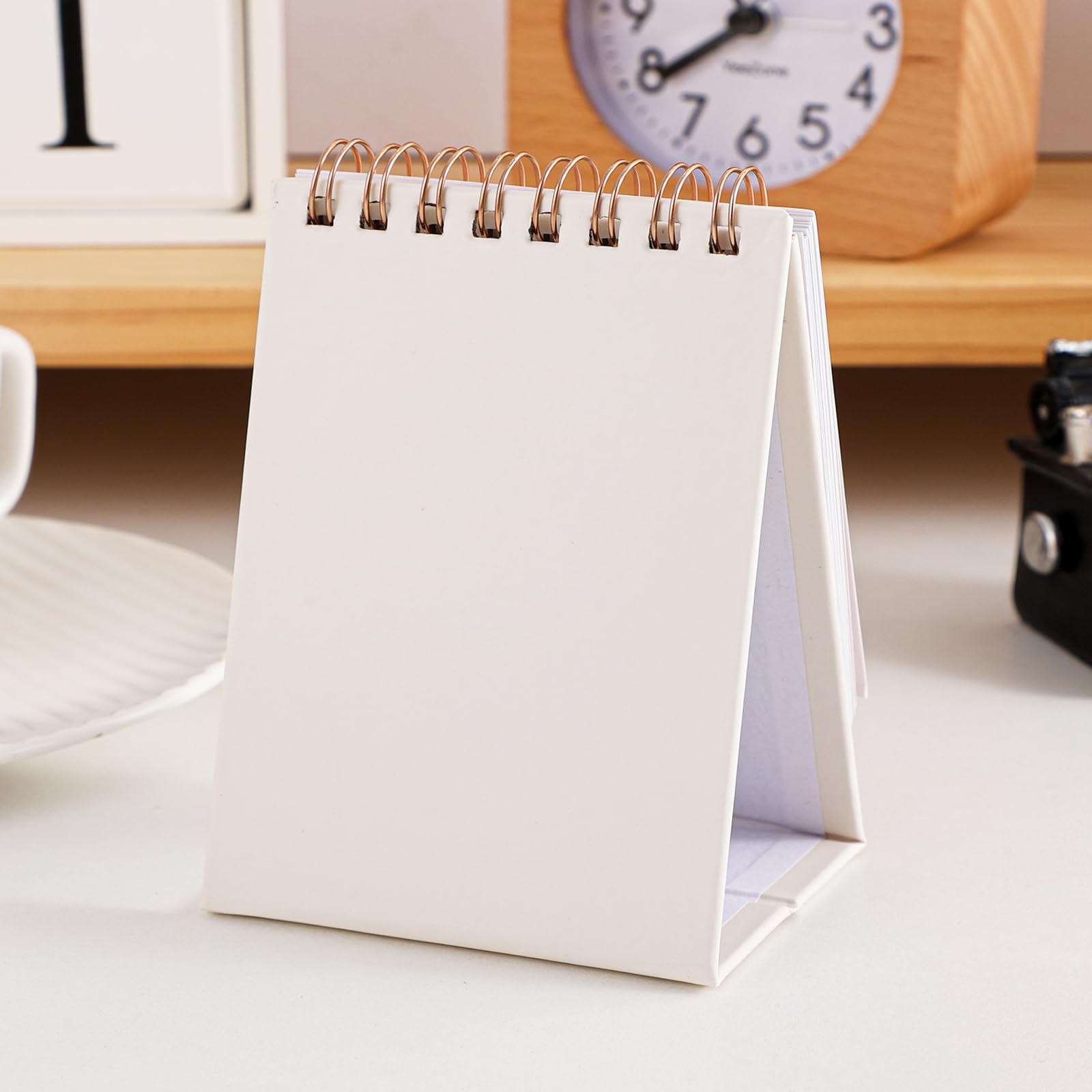 Mini-Tischkalender 2025–2026 – stehender Flip-Monthy-Kalender, läuft von jetzt bis Dezember 2026, 250 g/m², dickes Papier, Doppeldrahtbindung für Zuhause, Schule oder Büro (Rosa)
