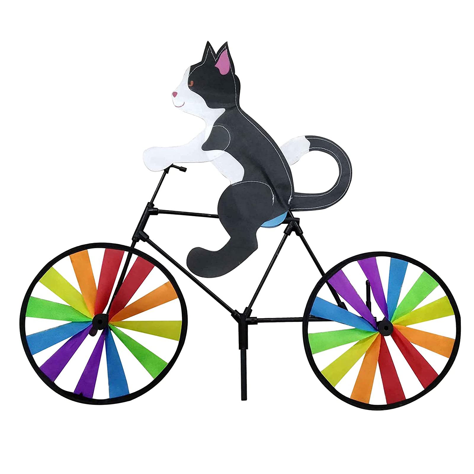 Animal Bike Wind Spinner Vintage Bicycle Metal Wind Spinner Cute Animal Yard Decorations Outdoor Garden Decor (Black)