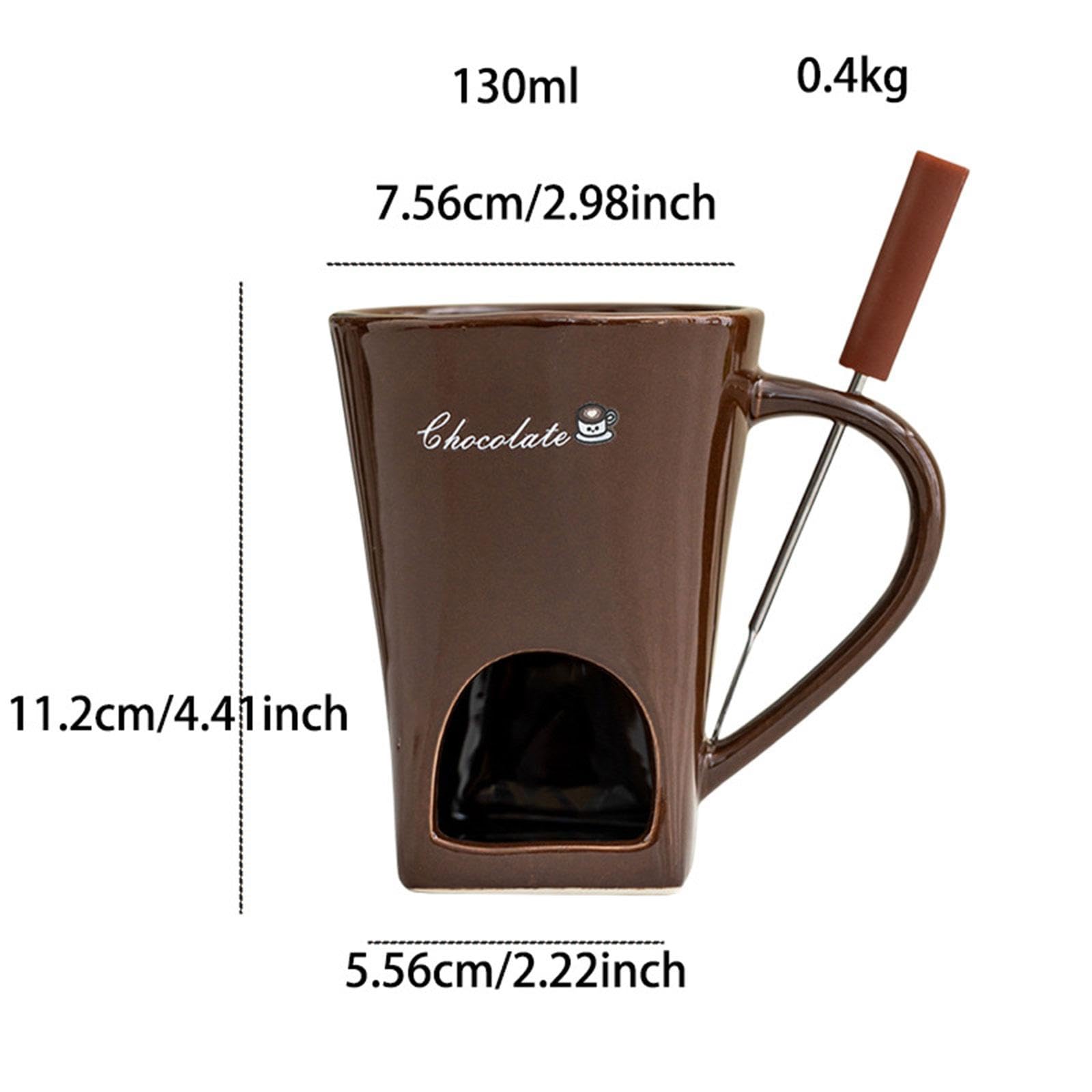 Gralara Taza para Fondue Taza Fondue Práctica Herramienta para el Hogar Calentador de y Queso en Cerámica con Fácil, Color Café, Individual