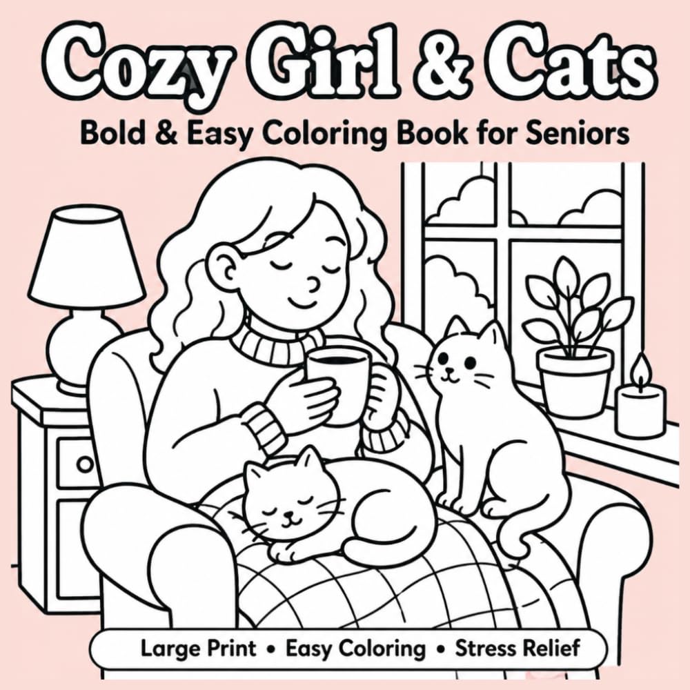 Bold & Easy Coloring Book for Seniors: Large Print Simple Coloring Pages for Relaxation, Stress Relief and Cozy Moments