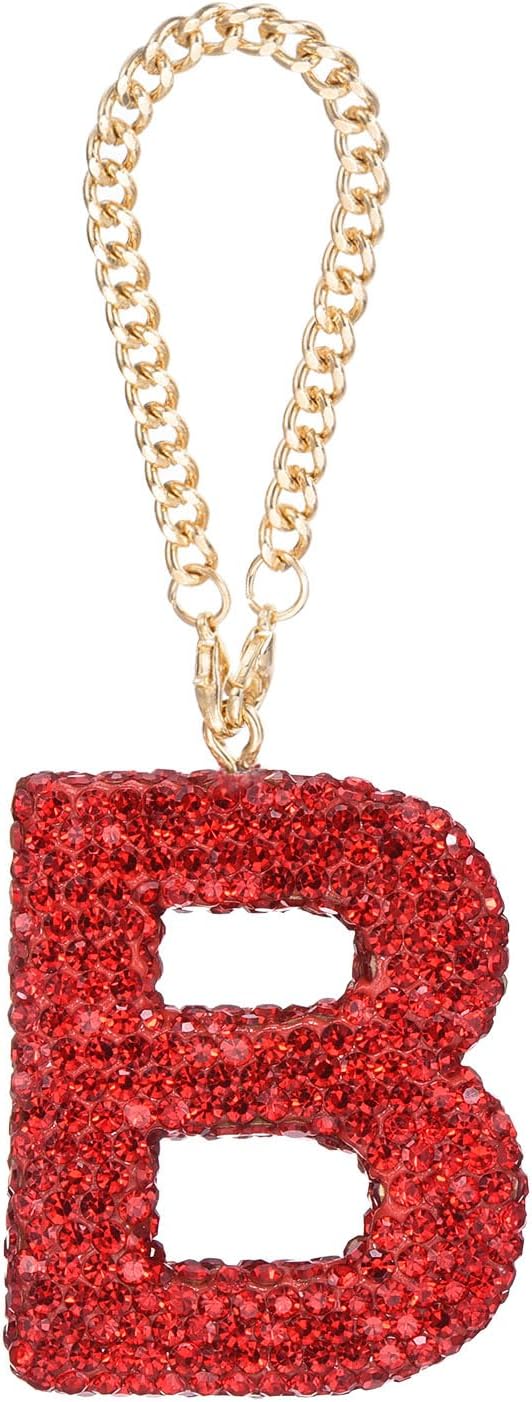 sourcing map Bling Car Letter Charm, Initial B Letter Interior Car Rear View Mirror Decoration Hanging Crystal Ornaments for Women Bags Water Cup DIY Craft, Red