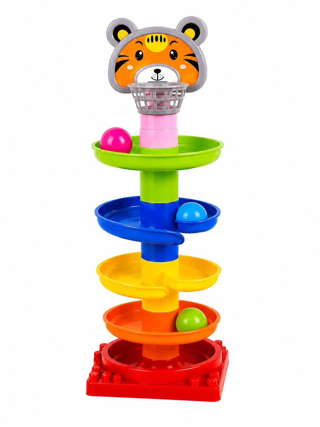 Tiger Roll Ball Drop Tower Toy with Spiral Tracks for Toddlers | For Ages 1+ Years, 4-Level Design, Non-Toxic Plastic, Includes 3 Balls, Develops Motor Skills-image-13